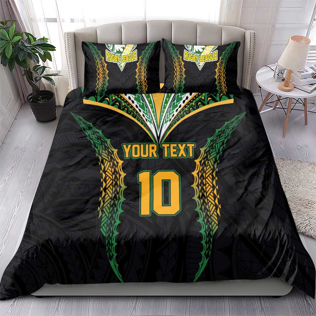Custom Cook Islands Rugby League Bedding Set Tatau Tribal Pattern-Special Edition Black Color