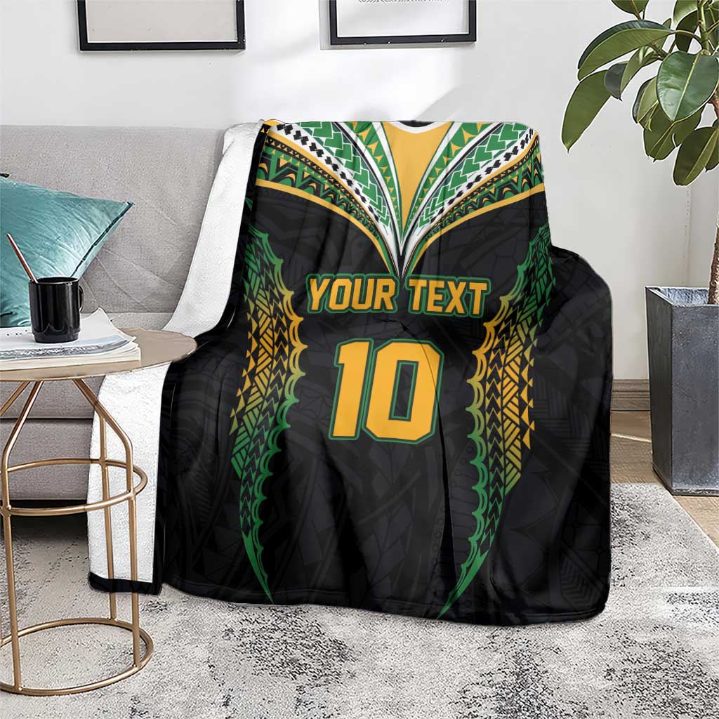Custom Cook Islands Rugby League Blanket Tatau Tribal Pattern-Special Edition Black Color