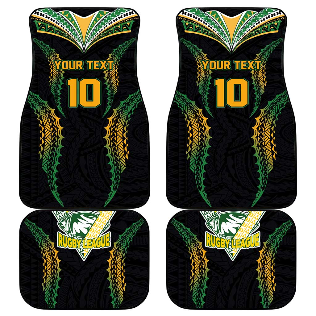 Custom Cook Islands Rugby League Car Mats Tatau Tribal Pattern-Special Edition Black Color
