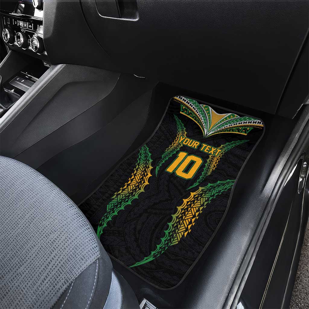Custom Cook Islands Rugby League Car Mats Tatau Tribal Pattern-Special Edition Black Color