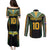 Custom Cook Islands Rugby League Couples Matching Puletasi and Long Sleeve Button Shirt Tatau Tribal Pattern-Special Edition Black Color