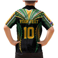 Custom Cook Islands Rugby League Family Matching Mermaid Dress and Hawaiian Shirt Tatau Tribal Pattern-Special Edition Black Color LT03 - Polynesian Pride