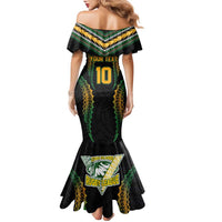 Custom Cook Islands Rugby League Family Matching Mermaid Dress and Hawaiian Shirt Tatau Tribal Pattern-Special Edition Black Color LT03 - Polynesian Pride