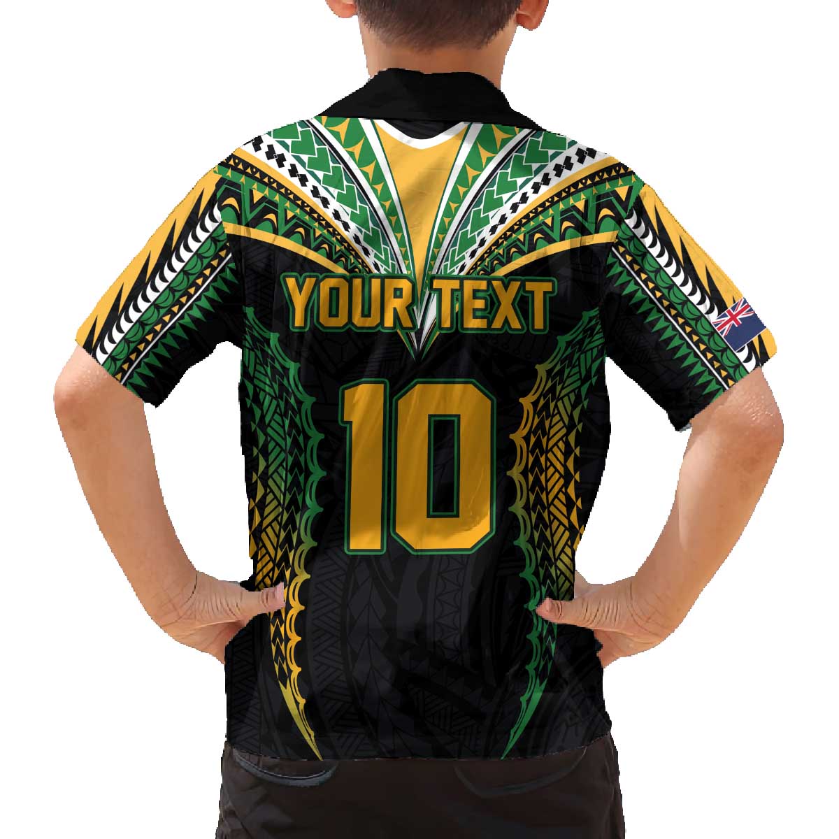 Custom Cook Islands Rugby League Family Matching Off The Shoulder Long Sleeve Dress and Hawaiian Shirt Tatau Tribal Pattern-Special Edition Black Color LT03 - Polynesian Pride