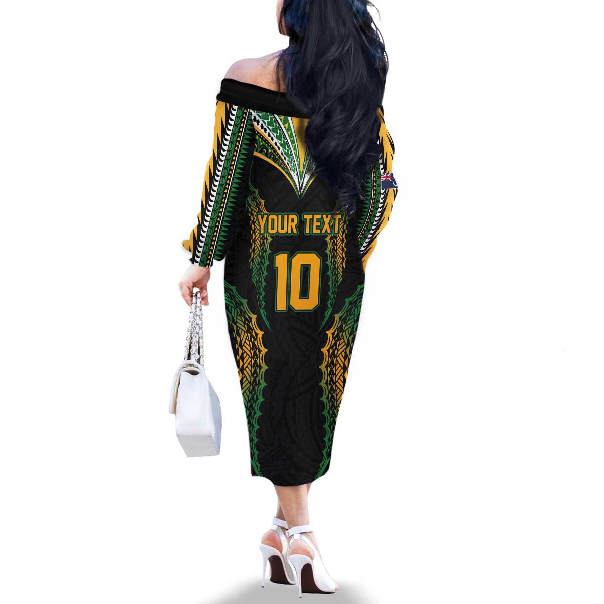 Custom Cook Islands Rugby League Family Matching Off The Shoulder Long Sleeve Dress and Hawaiian Shirt Tatau Tribal Pattern-Special Edition Black Color LT03 - Polynesian Pride