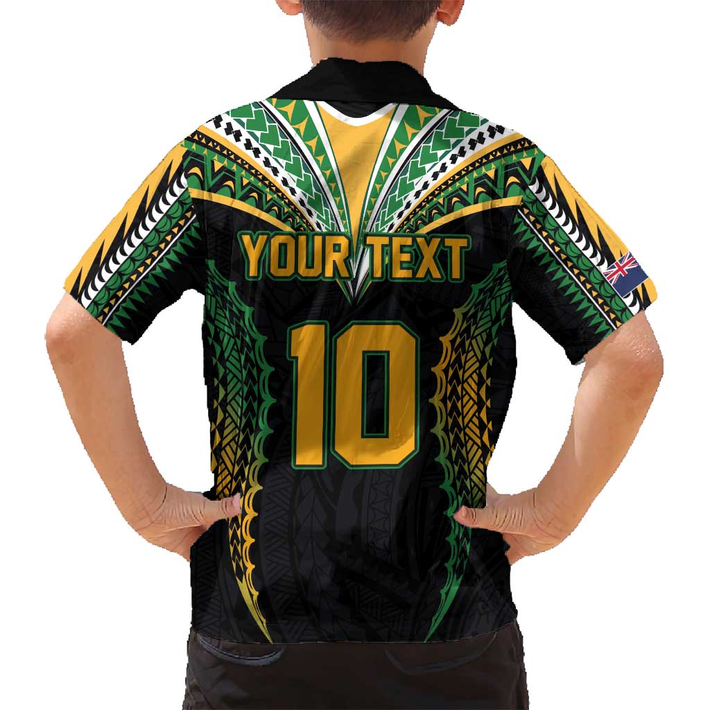 Custom Cook Islands Rugby League Family Matching Puletasi and Hawaiian Shirt Tatau Tribal Pattern-Special Edition Black Color LT03 - Polynesian Pride