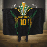 Custom Cook Islands Rugby League Hooded Blanket Tatau Tribal Pattern-Special Edition Black Color