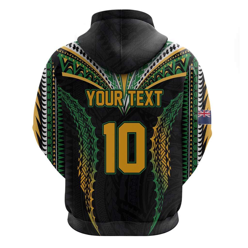Custom Cook Islands Rugby League Hoodie Tatau Tribal Pattern-Special Edition Black Color