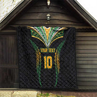 Custom Cook Islands Rugby League Quilt Tatau Tribal Pattern-Special Edition Black Color