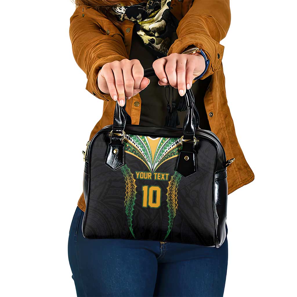 Custom Cook Islands Rugby League Shoulder Handbag Tatau Tribal Pattern-Special Edition Black Color