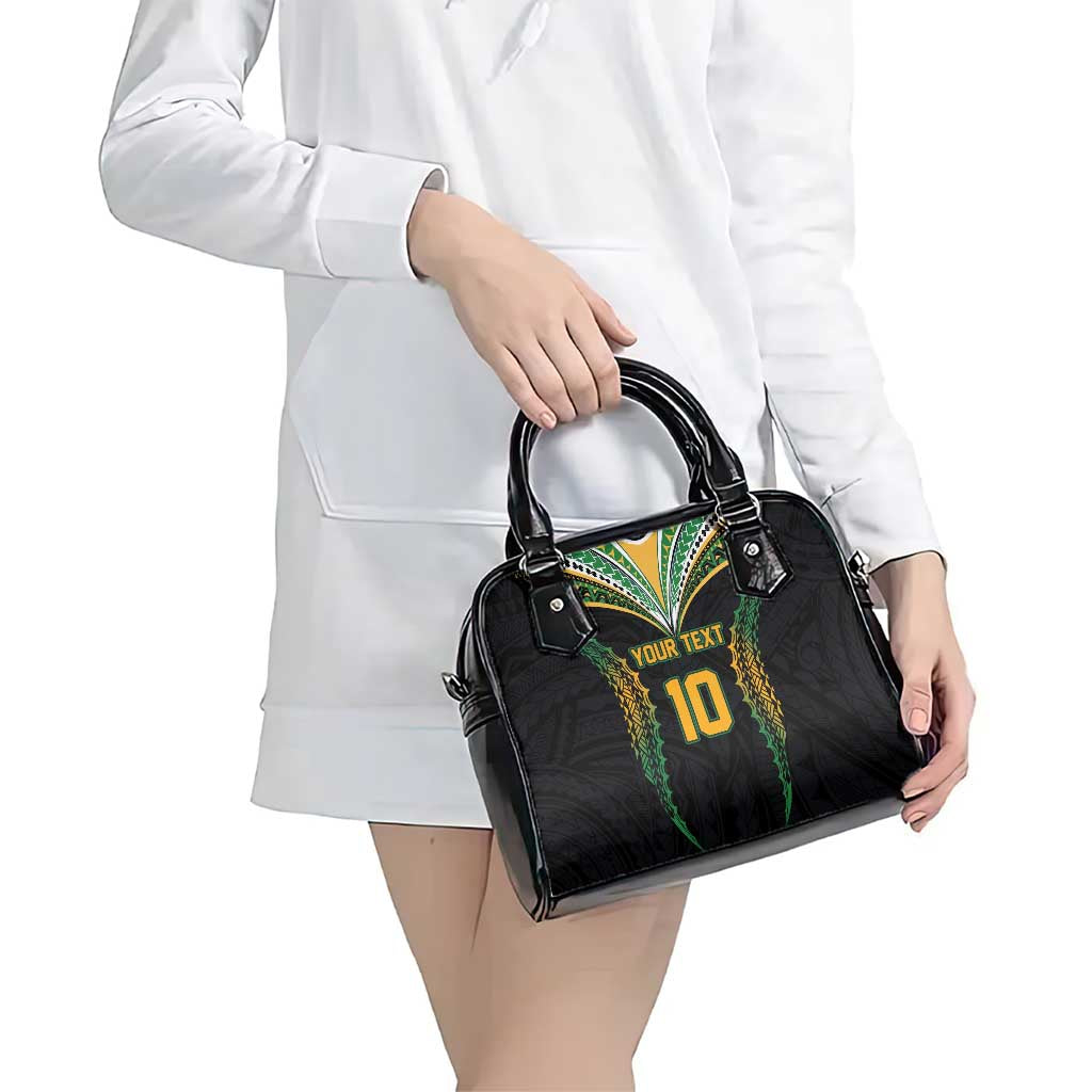 Custom Cook Islands Rugby League Shoulder Handbag Tatau Tribal Pattern-Special Edition Black Color