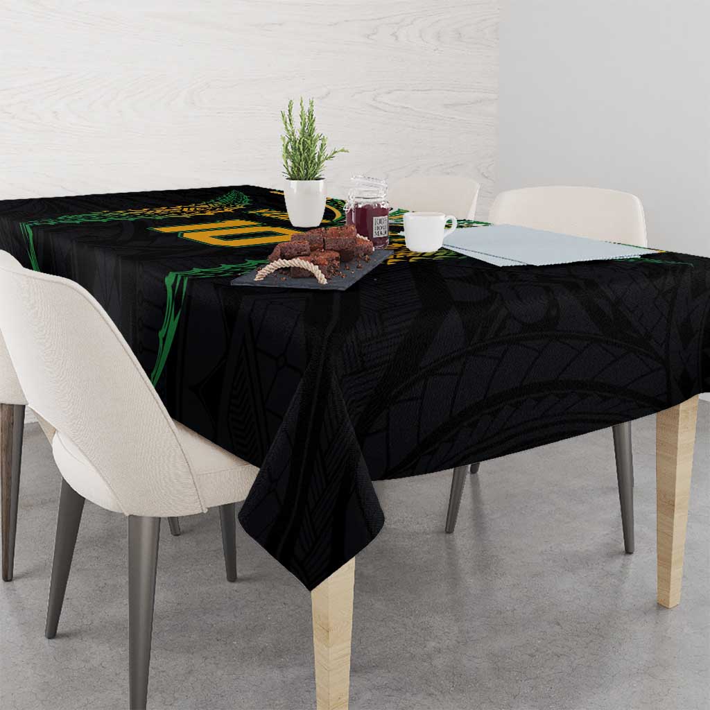 Custom Cook Islands Rugby League Tablecloth Tatau Tribal Pattern-Special Edition Black Color