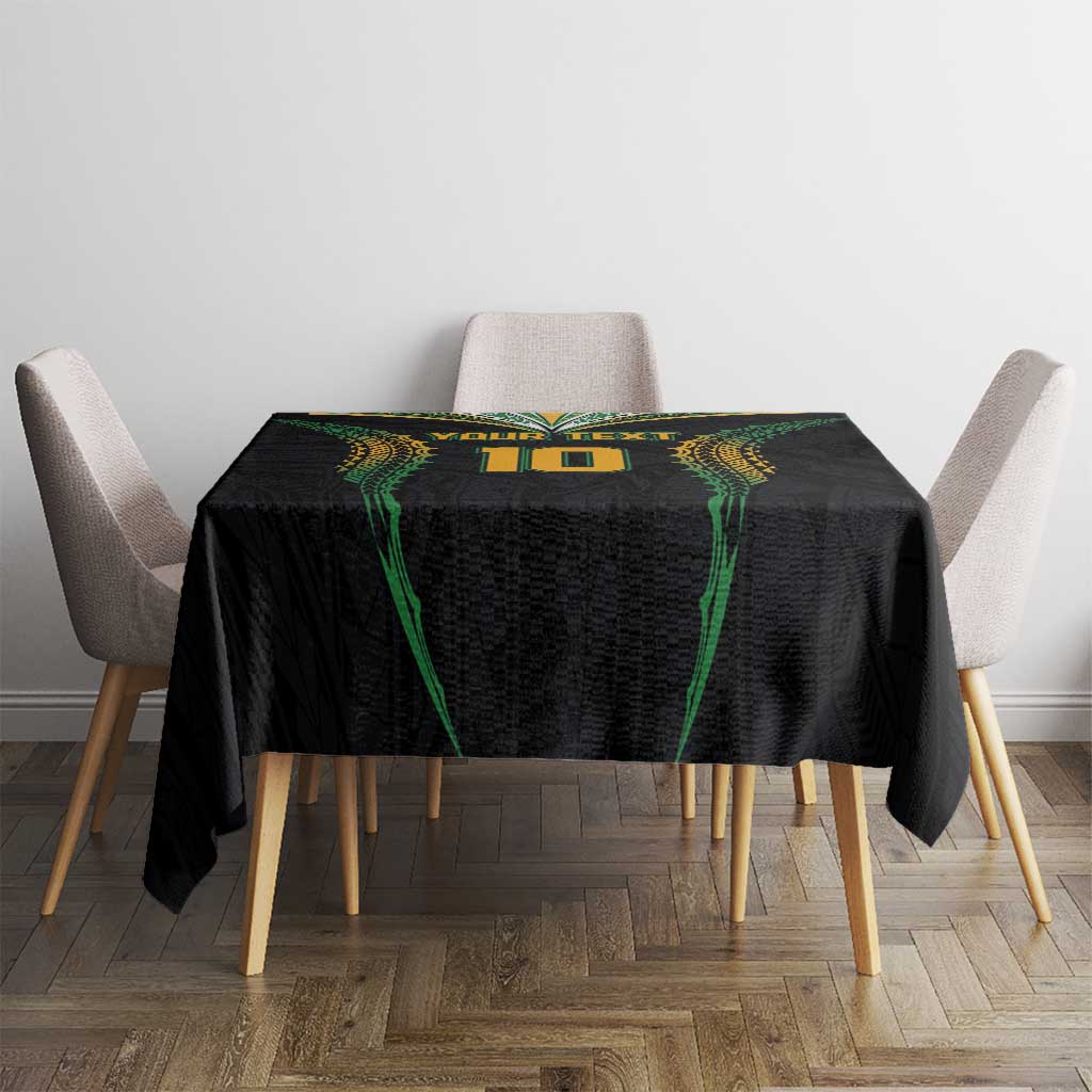 Custom Cook Islands Rugby League Tablecloth Tatau Tribal Pattern-Special Edition Black Color
