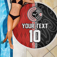 Custom Tonga and New Zealand Rugby Beach Blanket Maori Mix Ngatu Pattern