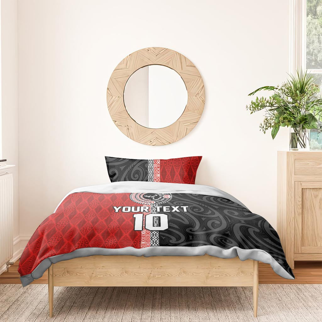 Custom Tonga and New Zealand Rugby Bedding Set Maori Mix Ngatu Pattern