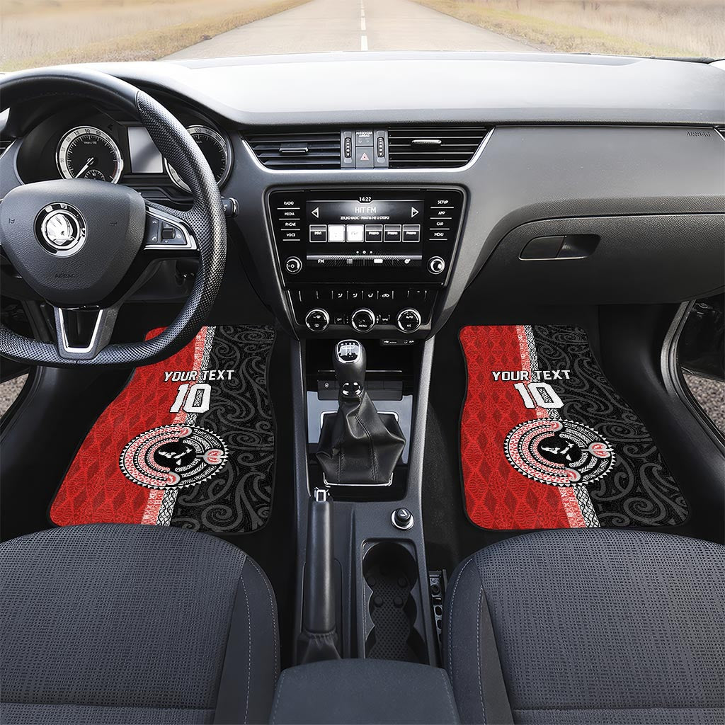 Custom Tonga and New Zealand Rugby Car Mats Maori Mix Ngatu Pattern