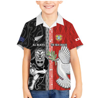 Custom Tonga and New Zealand Rugby Family Matching Mermaid Dress and Hawaiian Shirt Maori Mix Ngatu Pattern