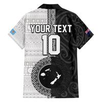 Custom Fiji and New Zealand Rugby Family Matching Short Sleeve Bodycon Dress and Hawaiian Shirt Tapa Mix Maori Pattern
