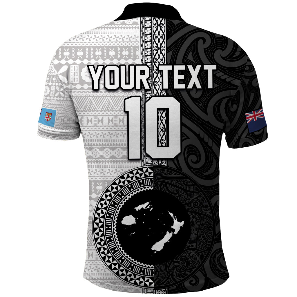 Custom Fiji and New Zealand Rugby Polo Shirt Tapa Mix Maori Pattern LT03 - Polynesian Pride