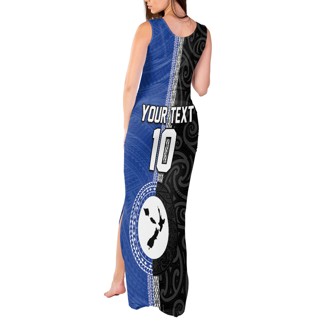 Custom Samoa and New Zealand Rugby Tank Maxi Dress Teuila Samoan and Maori Warrior