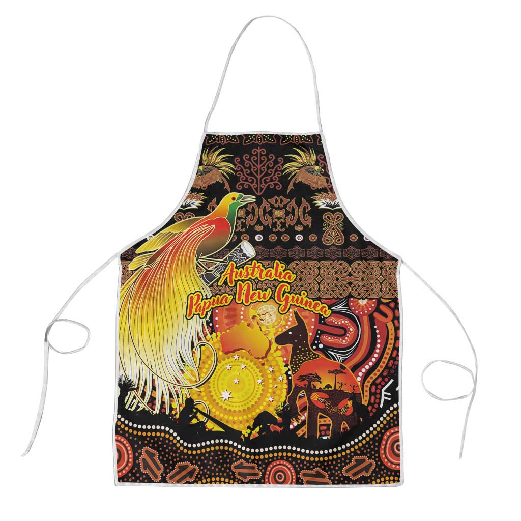 Australia and Papua New Guinea Together Apron Kangaroo Aboriginal Art and Bird-of-paradise Oro Tribal Motifs - Polynesian Pride