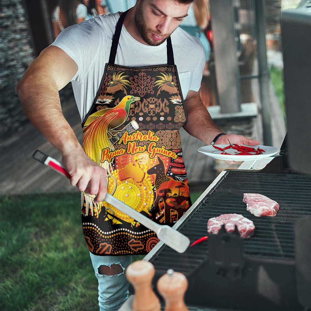 Australia and Papua New Guinea Together Apron Kangaroo Aboriginal Art and Bird-of-paradise Oro Tribal Motifs - Polynesian Pride