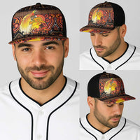 Australia and Papua New Guinea Together Baseball Net Cap Kangaroo Aboriginal Art and Bird-of-paradise with Oro Tribal Motifs - Polynesian Pride