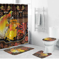 Australia and Papua New Guinea Together Bathroom Set Kangaroo Aboriginal Art and Bird-of-paradise Oro Tribal Motifs - Polynesian Pride