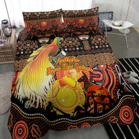Australia and Papua New Guinea Together Bedding Set Kangaroo Aboriginal Art and Bird-of-paradise Oro Tribal Motifs - Polynesian Pride