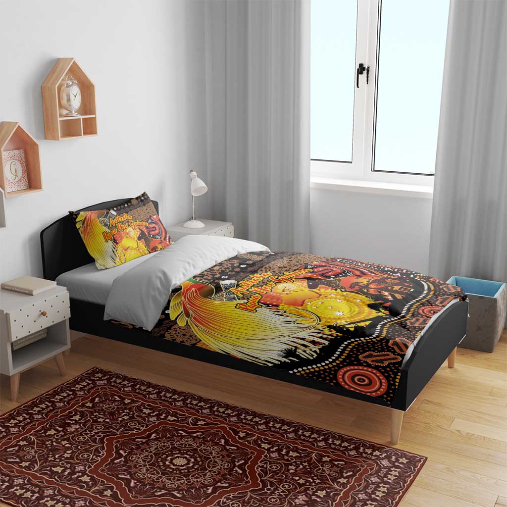 Australia and Papua New Guinea Together Bedding Set Kangaroo Aboriginal Art and Bird-of-paradise Oro Tribal Motifs LT03 - Polynesian Pride