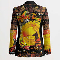 Personalized Australia and Papua New Guinea Together Blazer Kangaroo Aboriginal Art and Bird-of-paradise Oro Tribal Motifs LT03 - Polynesian Pride