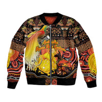 Personalized Australia and Papua New Guinea Together Bomber Jacket Kangaroo Aboriginal Art and Bird-of-paradise Oro Tribal Motifs - Polynesian Pride