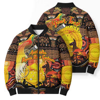 Personalized Australia and Papua New Guinea Together Bomber Puffer Jacket Kangaroo Aboriginal Art and Bird-of-paradise Oro Tribal Motifs LT03 - Polynesian Pride