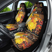 Australia and Papua New Guinea Together Car Seat Cover Kangaroo Aboriginal Art and Bird-of-paradise Oro Tribal Motifs LT03 - Polynesian Pride