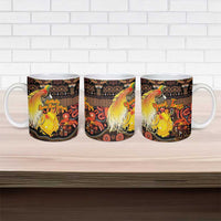 Personalized Australia and Papua New Guinea Together Ceramic Mug Kangaroo Aboriginal Art and Bird-of-paradise Oro Tribal Motifs - Polynesian Pride