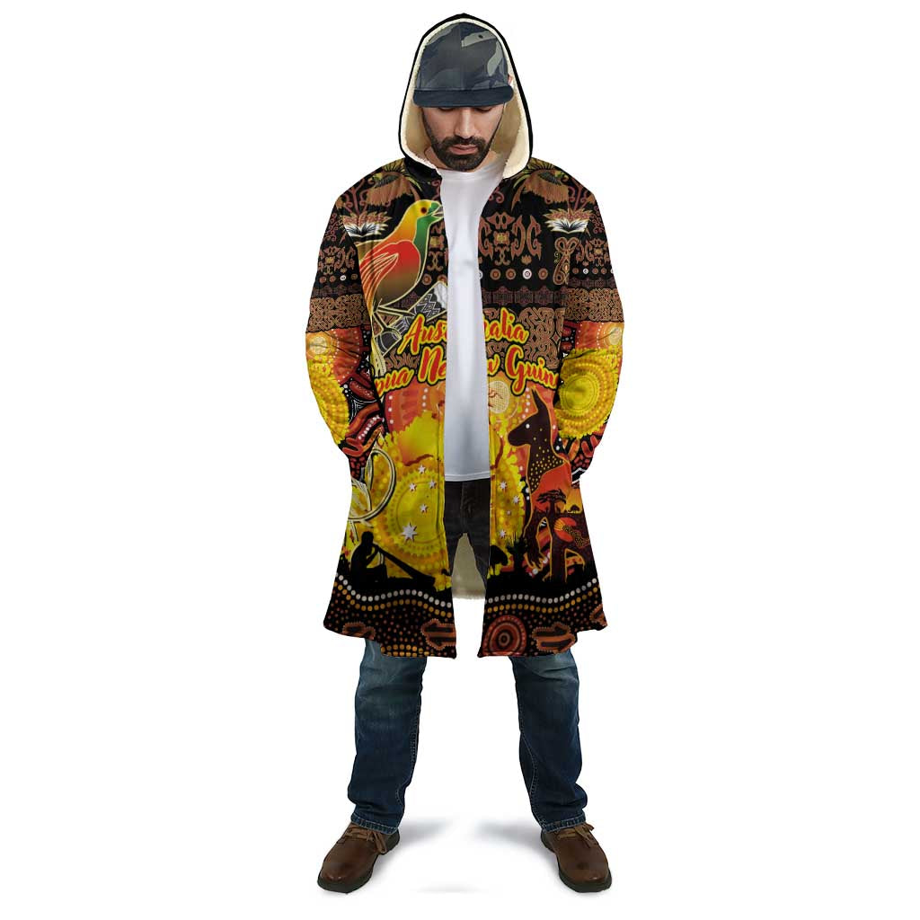 Personalized Australia and Papua New Guinea Together Cloak Kangaroo Aboriginal Art and Bird-of-paradise Oro Tribal Motifs - Polynesian Pride