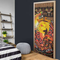 Personalized Australia and Papua New Guinea Together Door Cover Kangaroo Aboriginal Art and Bird-of-paradise Oro Tribal Motifs LT03 - Polynesian Pride