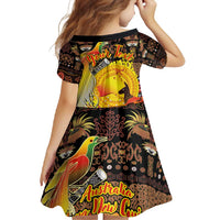 Personalized Australia and Papua New Guinea Together Family Matching Long Sleeve Bodycon Dress and Hawaiian Shirt Kangaroo Aboriginal Art and Bird-of-paradise Oro Tribal Motifs - Polynesian Pride