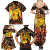 Personalized Australia and Papua New Guinea Together Family Matching Summer Maxi Dress and Hawaiian Shirt Kangaroo Aboriginal Art and Bird-of-paradise Oro Tribal Motifs LT03 - Polynesian Pride