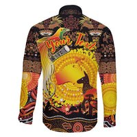 Personalized Australia and Papua New Guinea Together Family Matching Summer Maxi Dress and Hawaiian Shirt Kangaroo Aboriginal Art and Bird-of-paradise Oro Tribal Motifs LT03 - Polynesian Pride