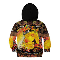 Personalized Australia and Papua New Guinea Together Kid Hoodie Kangaroo Aboriginal Art and Bird-of-paradise Oro Tribal Motifs - Polynesian Pride