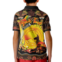 Personalized Australia and Papua New Guinea Together Kid Polo Shirt Kangaroo Aboriginal Art and Bird-of-paradise Oro Tribal Motifs LT03 - Polynesian Pride