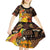 Personalized Australia and Papua New Guinea Together Kid Short Sleeve Dress Kangaroo Aboriginal Art and Bird-of-paradise Oro Tribal Motifs - Polynesian Pride