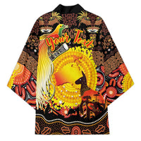 Personalized Australia and Papua New Guinea Together Kimono Kangaroo Aboriginal Art and Bird-of-paradise Oro Tribal Motifs - Polynesian Pride
