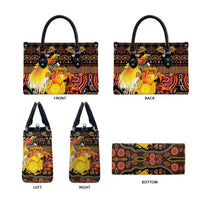 Australia and Papua New Guinea Together Leather Bag Kangaroo Aboriginal Art and Bird-of-paradise Oro Tribal Motifs - Polynesian Pride