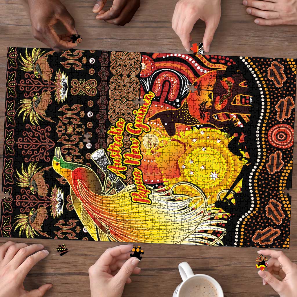 Australia and Papua New Guinea Together Puzzle Kangaroo Aboriginal Art and Bird-of-paradise Oro Tribal Motifs LT03 - Polynesian Pride