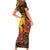 Personalized Australia and Papua New Guinea Together Short Sleeve Bodycon Dress Kangaroo Aboriginal Art and Bird-of-paradise Oro Tribal Motifs - Polynesian Pride