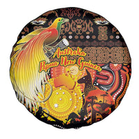 Australia and Papua New Guinea Together Spare Tire Cover Kangaroo Aboriginal Art and Bird-of-paradise Oro Tribal Motifs LT03 - Polynesian Pride