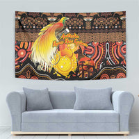 Australia and Papua New Guinea Together Tapestry Kangaroo Aboriginal Art and Bird-of-paradise Oro Tribal Motifs - Polynesian Pride
