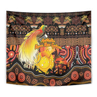 Australia and Papua New Guinea Together Tapestry Kangaroo Aboriginal Art and Bird-of-paradise Oro Tribal Motifs - Polynesian Pride
